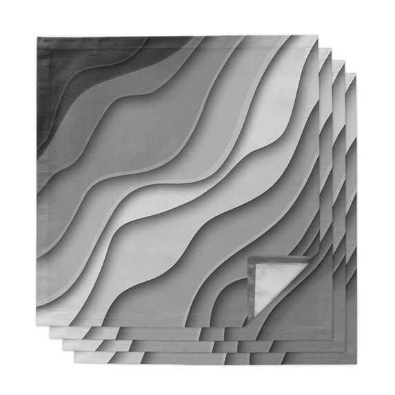 Black Grey Ombre Cloth Napkins, Modern Geometric Abstract Aesthetic Cream Washable and Reusable Dinner Napkins Set of 4, Table Napkin for Kitchen Party Birthday Wedding Hotel Housewarming 20"x20"