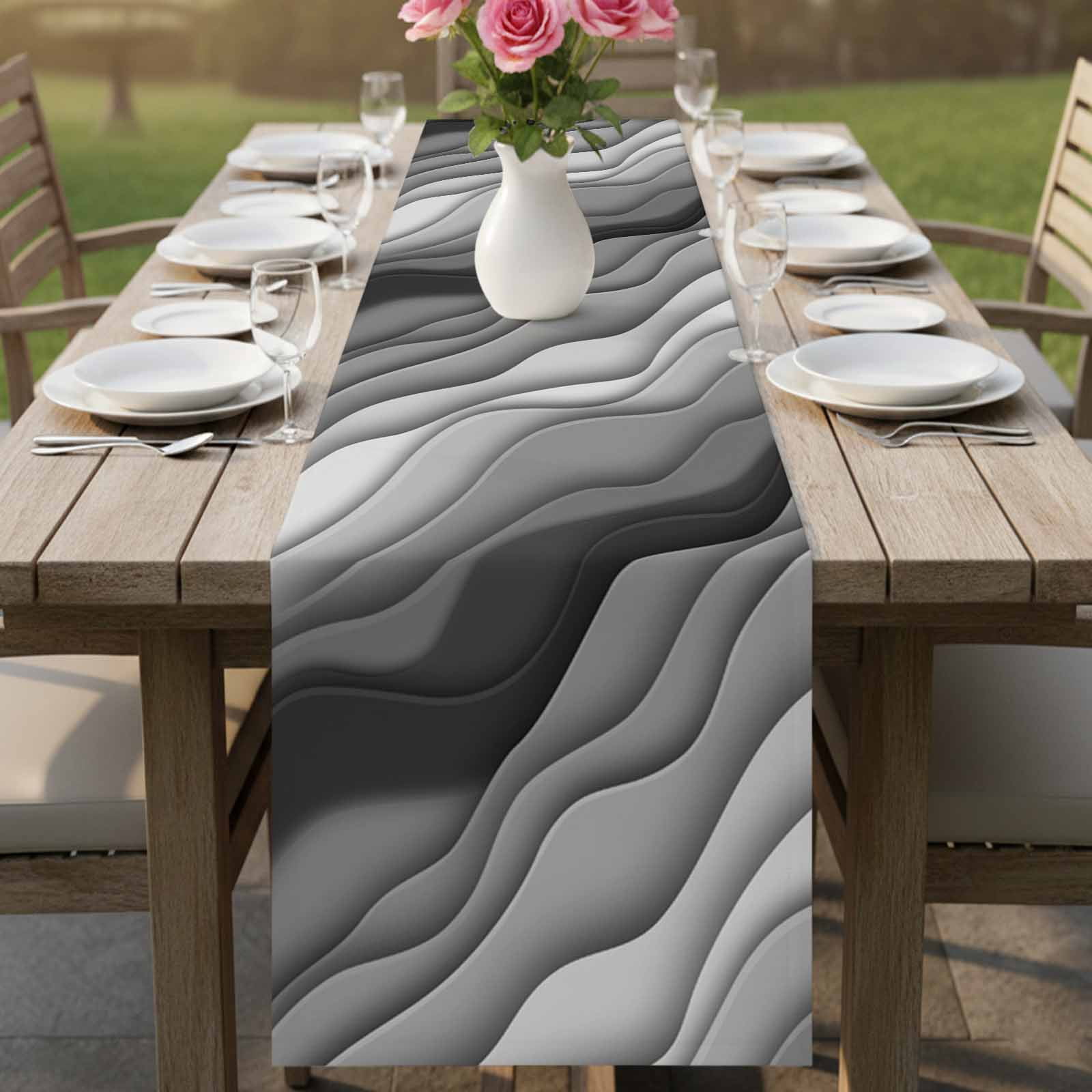 Black Grey Ombre Gradient Water Ripple Table Runner Dresser Scarf ...