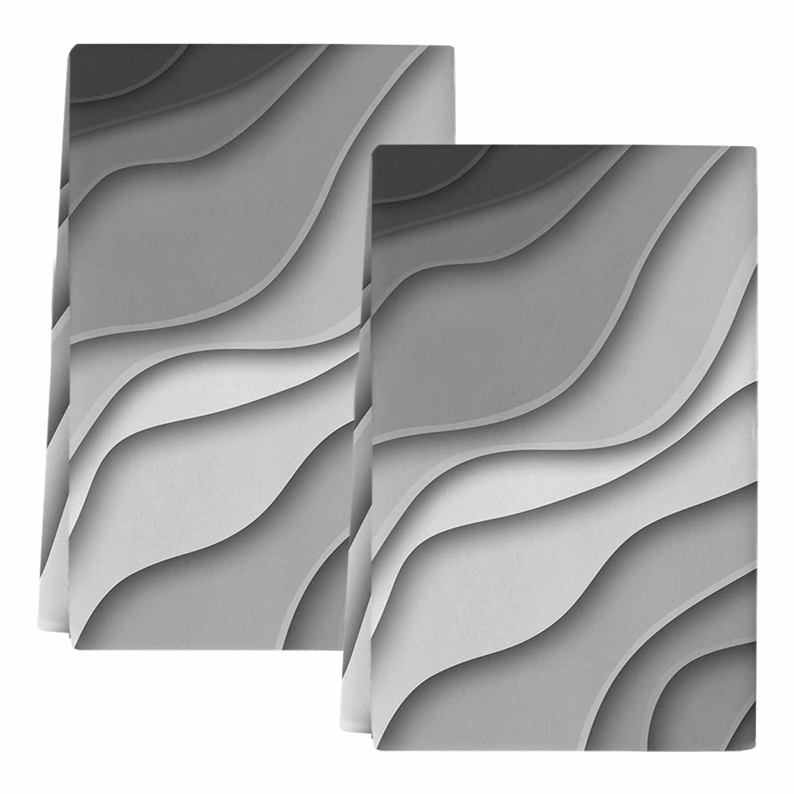 Black Grey Ombre Kitchen Towels Set of 2, Modern Geometric Abstract Aesthetic Cream Soft Microfiber Dish Towels, Absorbent Washable Dishcloths for Kitchen Cleaning, Drying Dishes, 18x28 Inches