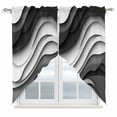 thumbnail image 1 of Black Grey Ombre Kitchen Window Curtains, Swag Curtains Valance for Bedroom Living Room Bathroom, Moire Modern Aesthetics Geometric Abstract Rod Pocket Window Curtain Block Drapes 2 Panels 36"x45", 1 of 9
