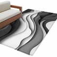 thumbnail image 1 of Black Grey Ombre Large Area Rugs for Bedroom Living Room, Non Slip Carpet Bedside Rug, Moire Modern Aesthetics Geometric Abstract Rectangular Floor Cover Kitchen Accent Rug 4'x6' for Dining/Office, 1 of 9