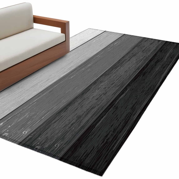 Black Grey Ombre Large Area Rugs for Bedroom Living Room, Soft Non Slip Carpet Bedside Rug, Farmhouse Vintage Wooden Striped Rectangular Floor Cover Kitchen Accent Rug 3'x5' for Dining Room/Office