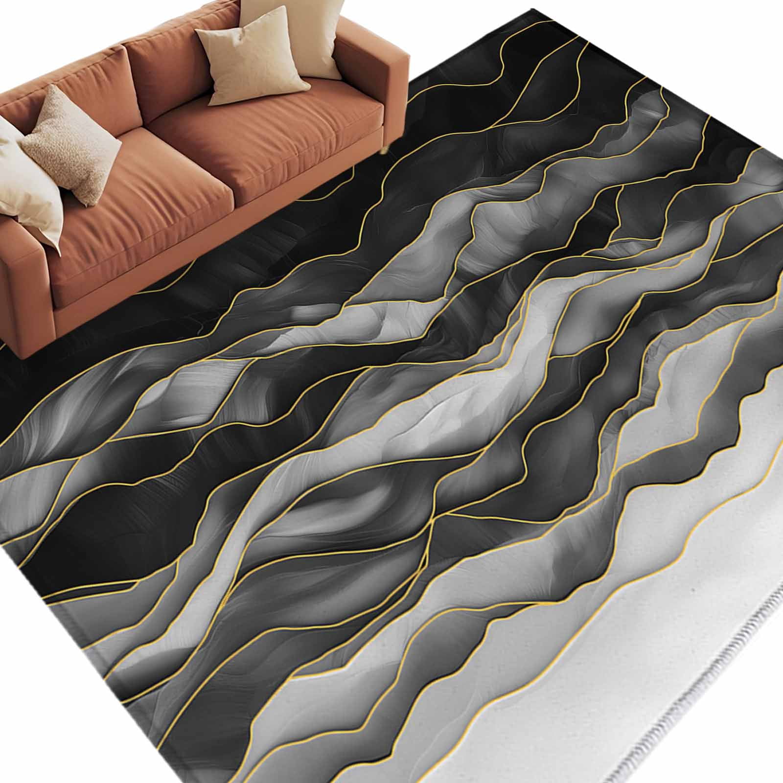 Black Grey Ombre Large Area Rugs for Bedroom Living Room, Soft Non Slip ...