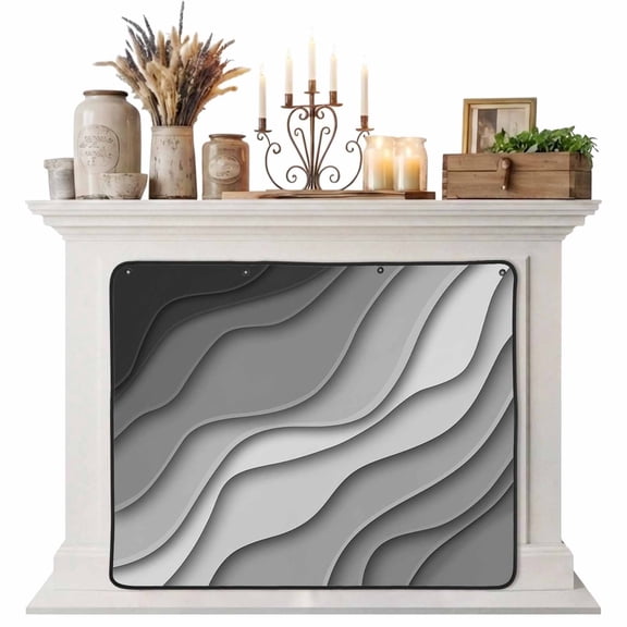Black Grey Ombre Magnetic Fireplace Cover,Fireplace Draft Blocker,Modern Geometric Abstract Aesthetic Cream Fireplaces Blanket for Heat Loss/Cold Air,Fireplaces Draft Stopper Cover for Inside 36"x27"