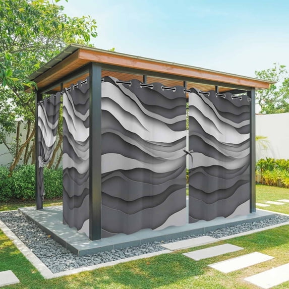 Black Grey Ombre Outdoor Curtains for Patio Waterproof,Windproof ...