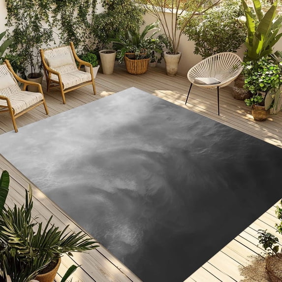 Black Grey Ombre Outdoor Rug for Patio/Deck/Porch, Non-Slip Large Area Rug 4 x 6 Ft, Coastal Beach Modern Abstract Art Indoor Outdoor Rugs Washable Area Rugs, Reversible Camping Rug Carpet Runner