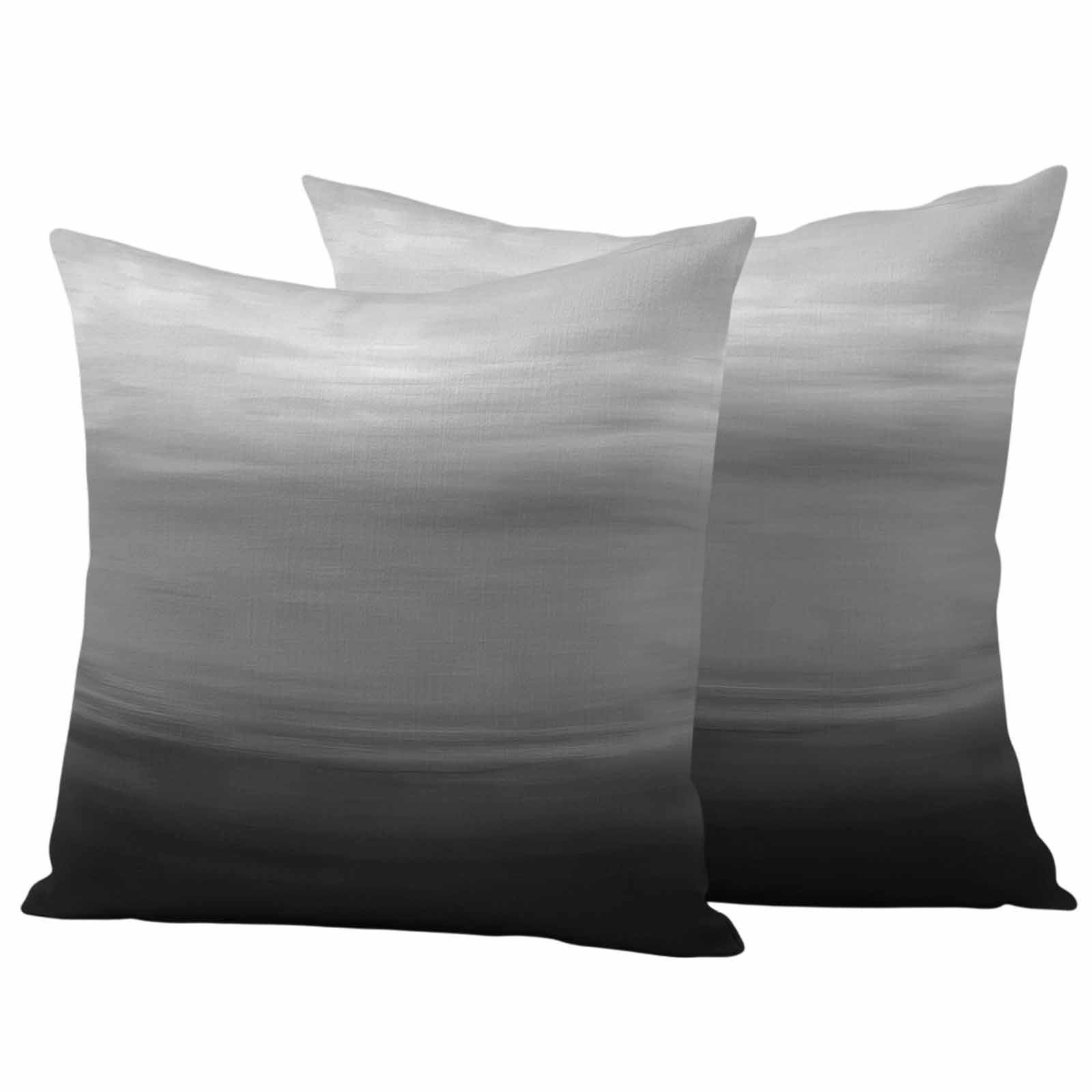 Black Grey Ombre Outdoor Waterproof Pillow Covers, Modern Abstract Art Texture Decorative Square Throw Pillowcase Sofa Cushion Sham for Patio/Couch/Chair, 16"x16" 2 Pack