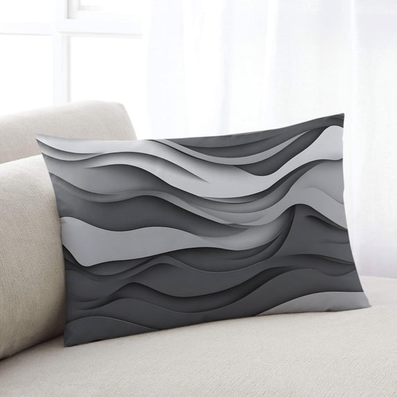 Black Grey Ombre Pillow Covers 20x30 Inch Queen Size, Abstract Grey Wave Texture Gradient Decorative Pillowcase with Zipper, Microfiber Breathable Pillowcases for Sofa Bed Living Room