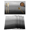 thumbnail image 1 of Black Grey Ombre Placemats Set of 4, Modern Abstract Art Texture Placemats for Dining Table, Place Mats for Kitchen Tabletop, Waterproof Wipeable Dining Table Mats Set, 1 of 9