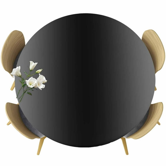 Black Grey Ombre Round Tablecloth 36-44 Inch Round Fitted Table Cloth with Elastic Edge, Gradient Contemporary Abstract Art Waterproof Table Cover Protector for Outdoor Picnic Party Dining