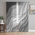 thumbnail image 1 of Black Grey Ombre Semi Sheer Window Curtains 84 Inches Long, Modern Geometric Abstract Aesthetic Cream Rod Pocket Voile Silky Chiffon Curtain Light Filtering Drapes for Living Room, 52"x84", 2 Panels, 1 of 9