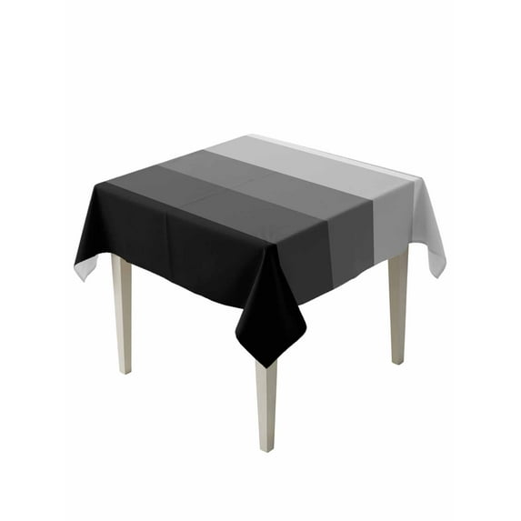 Black Grey Ombre Table Cloth, Modern Abstract Art Farmhouse Striped Waterproof Tablecloth for Square Tables, Reusable Washable Fabric Table Cover for Restaurant Kitchen Dining Tables 54"x54"