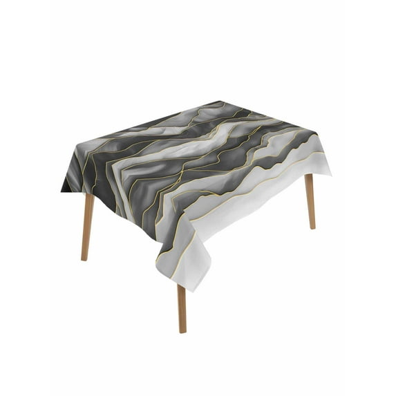 Black Grey Ombre Table Cloth, Modern Moire Abstract Art Luxury Waterproof Tablecloth for Rectangle Tables, Reusable Washable Fabric Table Cover for Restaurant Kitchen Dining Tables 52"x70"