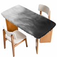 thumbnail image 1 of Black Grey Ombre Table Cloths for 4 Foot Rectangle Tables, Coastal Beach Modern Abstract Art Patio Waterproof Elastic Fitted Tablecloths, Washable Rectangular Table Cover for Camping, 1 of 8