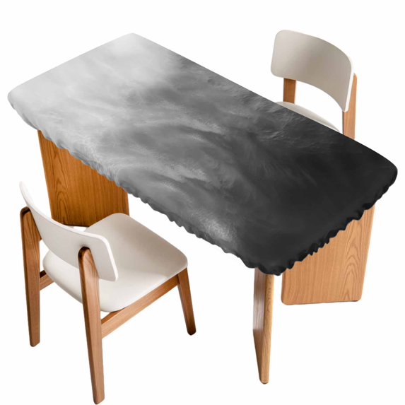 Black Grey Ombre Table Cloths for 4 Foot Rectangle Tables, Coastal Beach Modern Abstract Art Patio Waterproof Elastic Fitted Tablecloths, Washable Rectangular Table Cover for Camping
