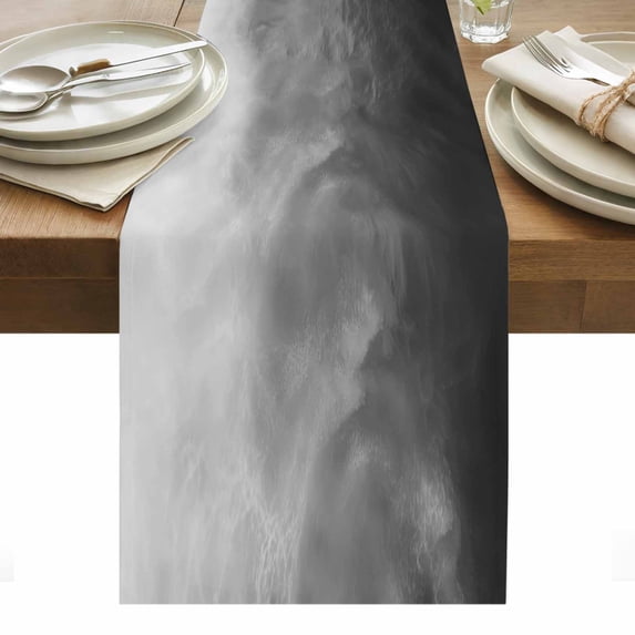Black Grey Ombre Table Runner - 120 Inch Long, Kitchen Dining Table Runner Dresser Scarves, Coastal Beach Modern Abstract Art Farmhouse Decor for Coffee Tables Wedding Party Banquet