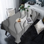 Black Grey Ombre Tablecloth Rectangle Table Cloth 60x120 , Waterproof Tablecloth Outdoor Table Cloth, Modern Geometric Abstract Aesthetic Cream Washable Table Cover for Kitchen Dining Party