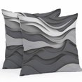 thumbnail image 1 of Black Grey Ombre Throw Pillow Covers 20x20 Inch Set of 2, Abstract Grey Wave Texture Gradient Waterproof Outdoor Pillow Covers, Decorative Cushion Pillowcases for Couch, Sofa, Bed, Garden, Patio, 1 of 9