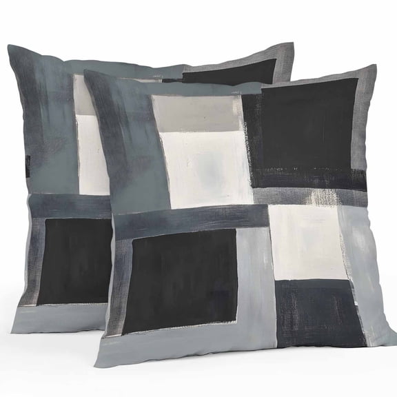 Black Grey Outdoor Pillow Covers Pack of 2 Modern Abstract Art Geometric Waterproof Throw Pillow Covers Decorative Cushion Cases for Patio Garden Tent Balcony Couch 20x20 inch