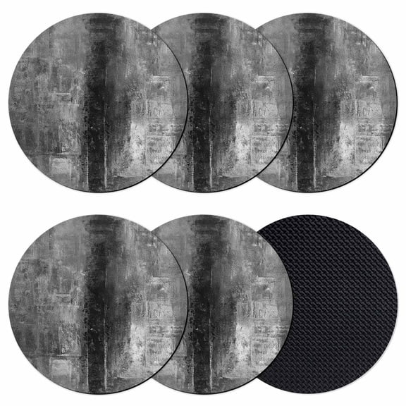 Black Grey Paint Textured Coasters for Drinks,Absorbent Non Slip Rubber Drink Coasters Set of 6 for Cup,Table,Bar,Home Decor, Abstract Rustic Black Tones