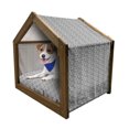 thumbnail image 1 of Black and Grey Pet House, Blossoming Flowers Pattern Simplistic Sketch Style Flourishing Garden, Outdoor & Indoor Portable Dog Kennel with Pillow and Cover, 5 Sizes, Black Grey White, by Ambesonne, 1 of 5