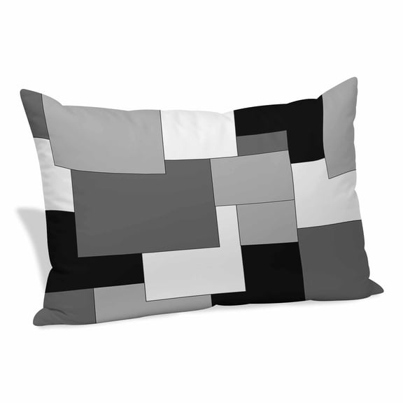 Black Grey Pillow Covers 12"x20", Middle Century Irregular Geo Abstract Art Soft Brushed Microfiber Breathable Throw Pillow Covers, Pillowcase with Zipper for Couch Sofa Bedroom Living Room