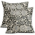 thumbnail image 1 of Black Grey Pillow Covers 20x20 Set of 2 Gray Vintage Floral Boho Carpet Pattern Print Decorative Outdoor Pillowcases Farmhouse Throw Cushion Case Decor for Couch Sofa Bed, 1 of 5