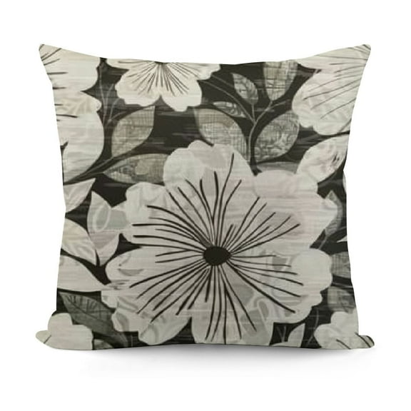 Black Grey Pillow CoversSummer Rust Geometric Flower Outdoor Decorative Throw Pillows Farmhouse Pillow Case Linen Square Cushion Cover for Home Sofa Bedroom