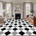 thumbnail image 1 of Black Grey Plaid Area Rugs 6'x9', Washable Small Throw Rugs for Kitchen Dining room, Modern Geometric Minimalist Checkered Indoor Outdoor Rug Non-Slip Low Pile Carpet Runner Reversible Floor Mats, 1 of 8