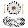 thumbnail image 1 of Black Grey Plaid Round 15 Inch Placemats Set of 8, Modern Geometric Minimalist Checkered HeatResistant Non Slip Place Mats for Dining Table, Wipeable Braided Kitchen Table Mats for Housewarming, 1 of 9