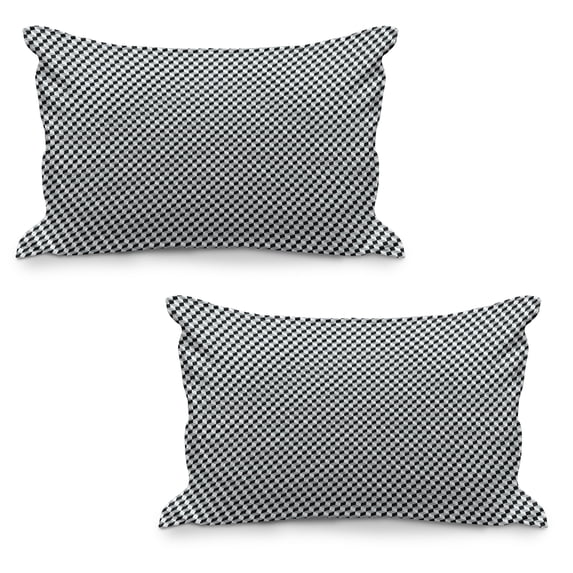Black and Grey Quilted Pillowcover Set of 2, Geometric Squares Stacked Cubes in 3D Style Contemporary Design, Standard Queen Size Pillow Cover for Bedroom, 30" x 20", Black and Pale Grey, by Ambesonne