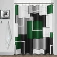thumbnail image 1 of Black and Grey Shower Curtain Set with 12 Metal Hooks, Black Geometric Shower Curtain Modern Black White Silver Shower Curtains for Mens Bathroom, Decorative Bath Curtain, Water Repellent 72x72, 1 of 6