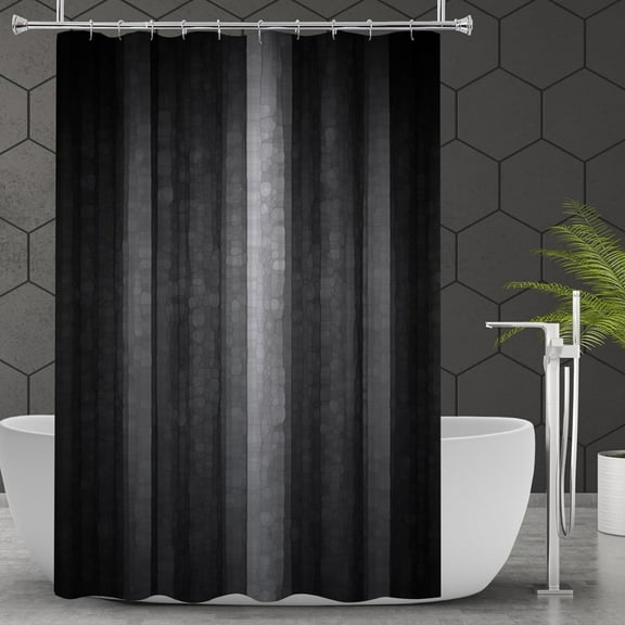 Black Grey Shower Curtain Set for Bathroom, Cool Glass Texture Ombre Abstract Modern Fabric Shower Curtain with Hooks, 72 x 72