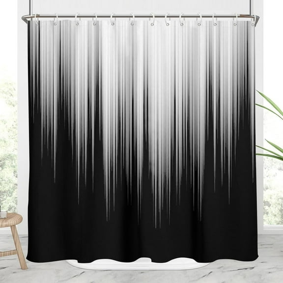 Black and Grey Shower Curtain White Gray Ombre Silver Trendy Simple Abstract Artistic Aesthetic Decorative Fabric Home Bathroom Decor Bathtub Set with 12 Hooks, 72x72, Modern