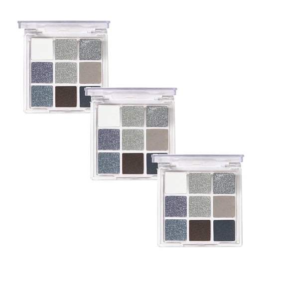 Black Grey Silver Eyeshadow Palette - 9 Colors Matte & Shimmer Eye Makeup Palette, Waterproof, Cool Toned Smokey Eyeshadow, Goth Style, with Prism Mirror, Black Glitter Eyeshadow Makeup Organizers