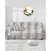 Black Grey Sofa Covers for 3 Cushion Couch,Washable Sectional & L Shape Couch Covers for Dog/Cat/Kid,Forest Tree Branch Modern Minimalist Elegant Non Slip Sofa Slipcover Tassel Futon Cover 71x150