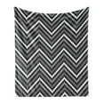 thumbnail image 1 of Black and Grey Soft Flannel Fleece Throw Blanket, Detailed Herringbone Pattern on Repeat Zigzags Striped, Cozy Plush for Indoor and Outdoor Use, 70" x 90", Dimgray Charcoal Grey, by Ambesonne, 1 of 6
