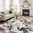 thumbnail image 1 of Black Grey Spring Floral Area Rug 5x8 FT, Non Slip Bedroom Throw Carpet, Summer Botanical Watercolor Rustic Washable Soft Floor Carpet Non-Shedding Rug for Living Room Nursery Dorm Office, 1 of 9