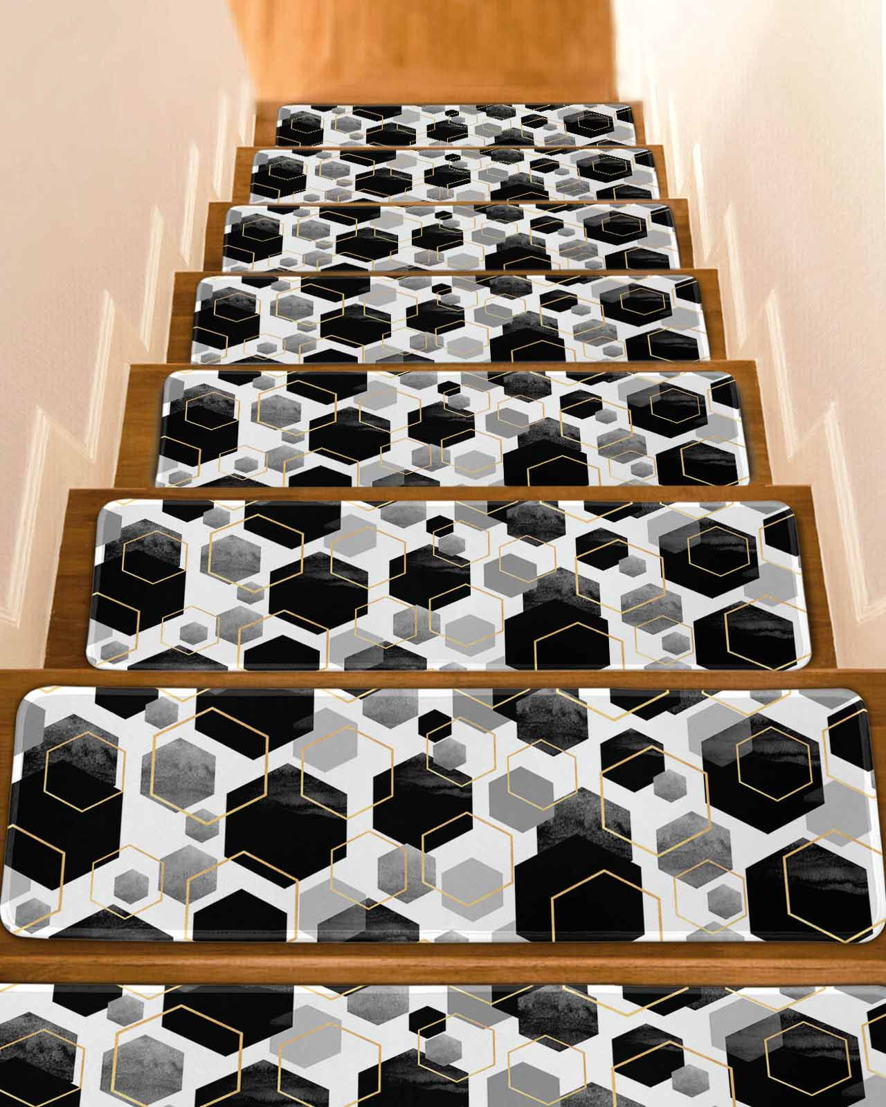 Black Grey Stair Treads for Wooden Steps Indoor Runner Rug Carpet