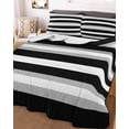 thumbnail image 1 of Black Grey Stripe King Size Down Alternative Comforter, Lightweight Comforter Quilt Bedding Set with Pillow Shams Minimalist Farmhouse Striped All Seasons Bed Comforter Duvet Insert 96"x106", 1 of 7