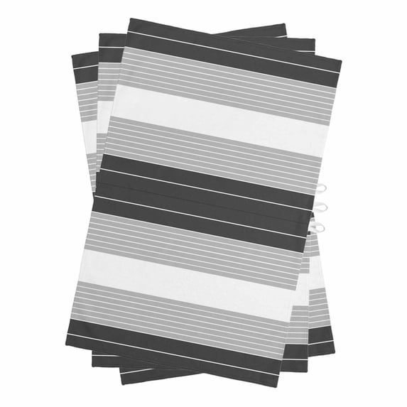 Black Grey Stripe Kitchen Towels Set of 3, Water Absorbent Dish Towel, Modern Art Horizontal Striped Decorative Hand Towels - Quick Drying Cloth for Cooking Baking, 18x28 Inch