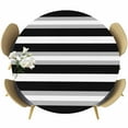 thumbnail image 1 of Black Grey Stripe Round Tablecloth 36-44 Inch Round Fitted Table Cloth with Elastic Edge, Minimalist Farmhouse Striped Waterproof Table Cover Protector for Outdoor Picnic Party Dining, 1 of 6