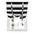 thumbnail image 1 of Black Grey Stripe Tie Up Curtains for Window, Thermal Insulated Balloon Shade Adjustable Rod Pocket Curtains Valance Panels for Kitchen Bathroom Cafe 46 x 63 Minimalist Farmhouse Striped, 1 of 6