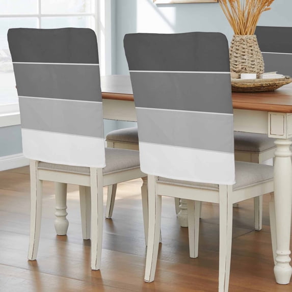 Black Grey Striped Chair Back Covers, Removable Chair Covers for Dining Chairs Set of 6, Washable Chairs Slipcovers Back Seat Protector for Wedding Party 19"x20"