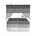 thumbnail image 1 of Black Grey Striped Kitchen Curtains Swag Valance and Tier Curtains Set 24 Inch Length, Farmhouse Modern Rod Pocket Drape Panels Pair Swag Curtains for Bathroom/Cafe/Window, 1 of 6