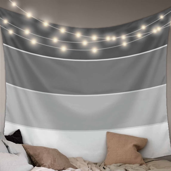 Black Grey Striped Tapestry for Bedroom Wall Hanging Tapestry, Farmhouse Modern Ceiling Backdrop Tapestries Poster Blanket Wall Decor for Teens Room Living Room Dorm 51" x 59"