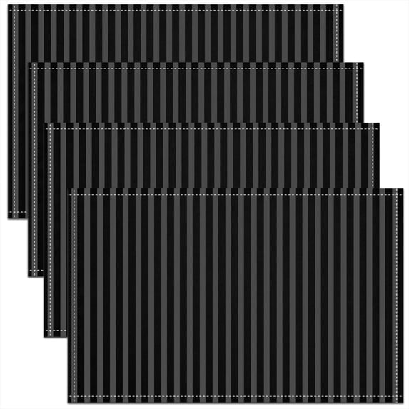Black Grey Stripes 12x18 Inch Placemats for Dining Table,Modern Simple Style Striped Waterproof Table Place Mat for Party Decoration,Minimalism Theme Washable Table Mats Set of 4
