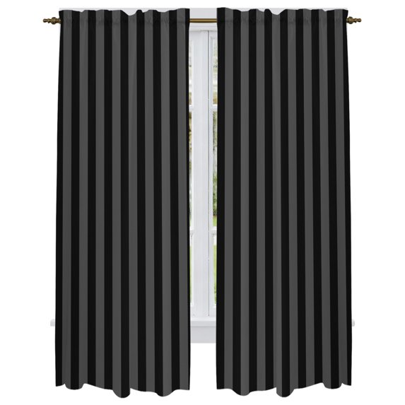 Black Grey Stripes Kitchen Curtain for Berdoom Living Room Cafe 72 Inch Length, Modern Vertical Lines Geometric Minimalist Tiers Curtains Light Filtering Drapes Window Treatment 2 Panels 52"Wx72"L
