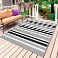 thumbnail image 1 of Black Grey Stripes Outdoor Rug for Patio/Deck/Porch, Non-Slip Large Area Rug 5 x 7 Ft, Simple Striped Lines Minimalist Modern Indoor Outdoor Rugs Washable Area Rugs, Camping Rug Carpet Runner, 1 of 8