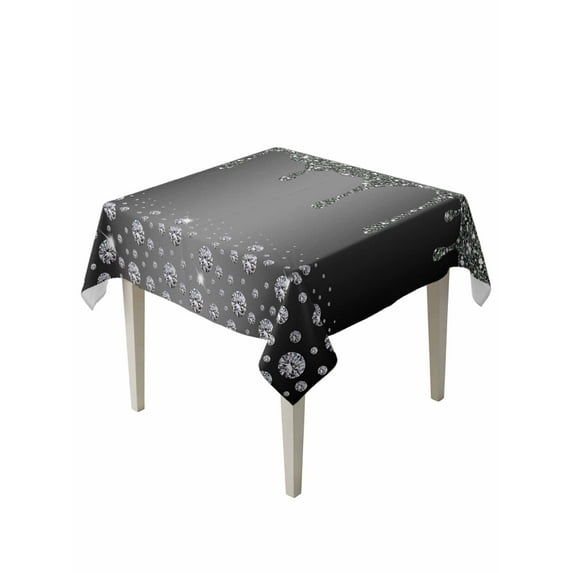 Black Grey Table Cloth, Modern Abstract Diamond Luxury Gradient Waterproof Tablecloth for Square Tables, Reusable Washable Fabric Table Cover for Restaurant Kitchen Dining Tables 54"x54"